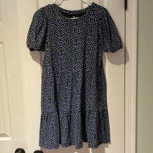 GAP Girls Blue Floral Puff Sleeve Dress Scoliosis Size XXL (14-16)